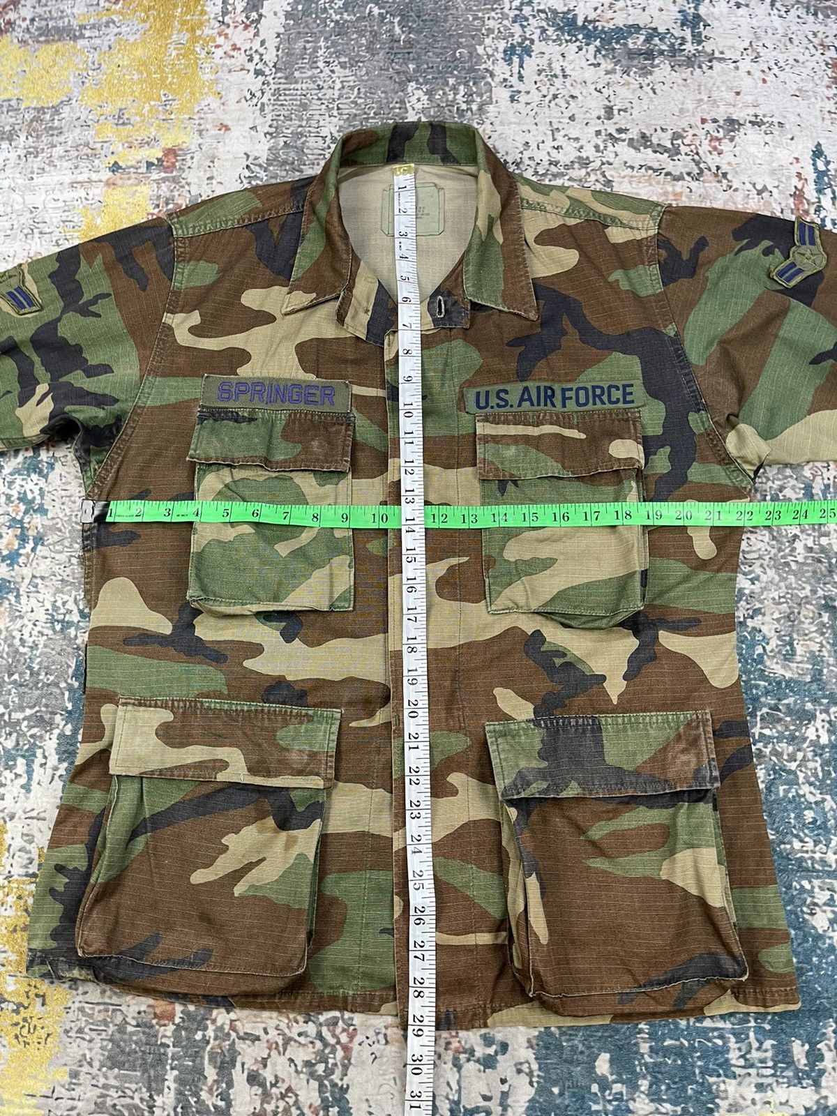 Vintage Vtg 80s USAF Airman First Class Woodland Camo Combat Jacket Size US S / EU 44-46 / 1 - 9 Thumbnail