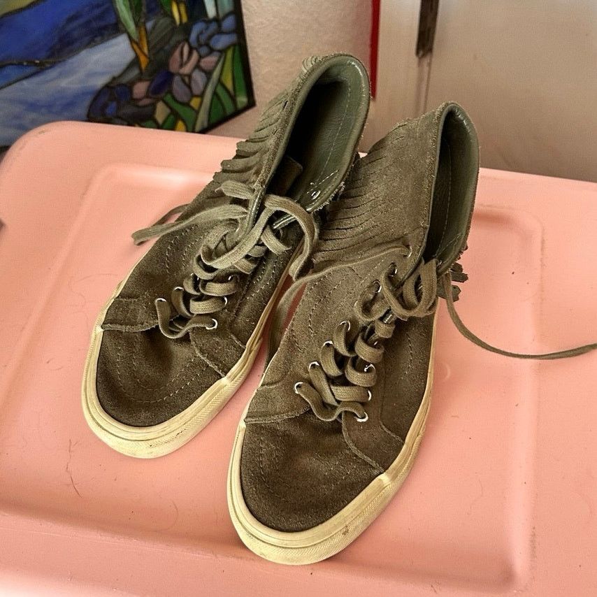Vans vans dark green ruffle high top pleather shoes Size US 8 / IT 38 - 3 Thumbnail