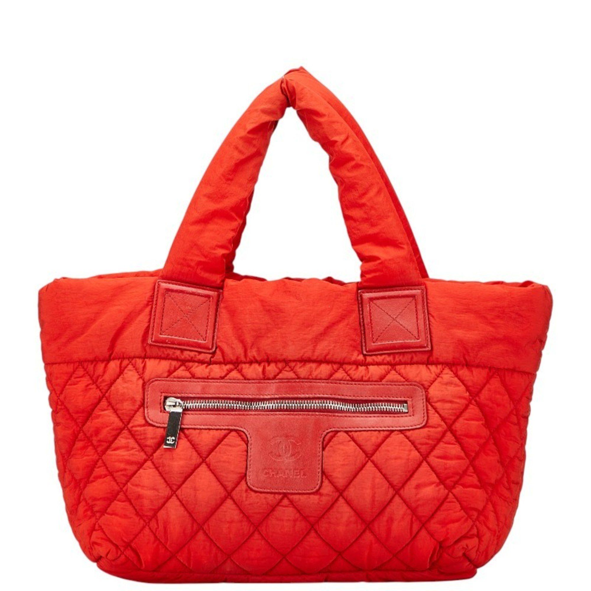CHANEL Coco Mark Cocoon Reversible Quilted Handbag Tote Bag Red