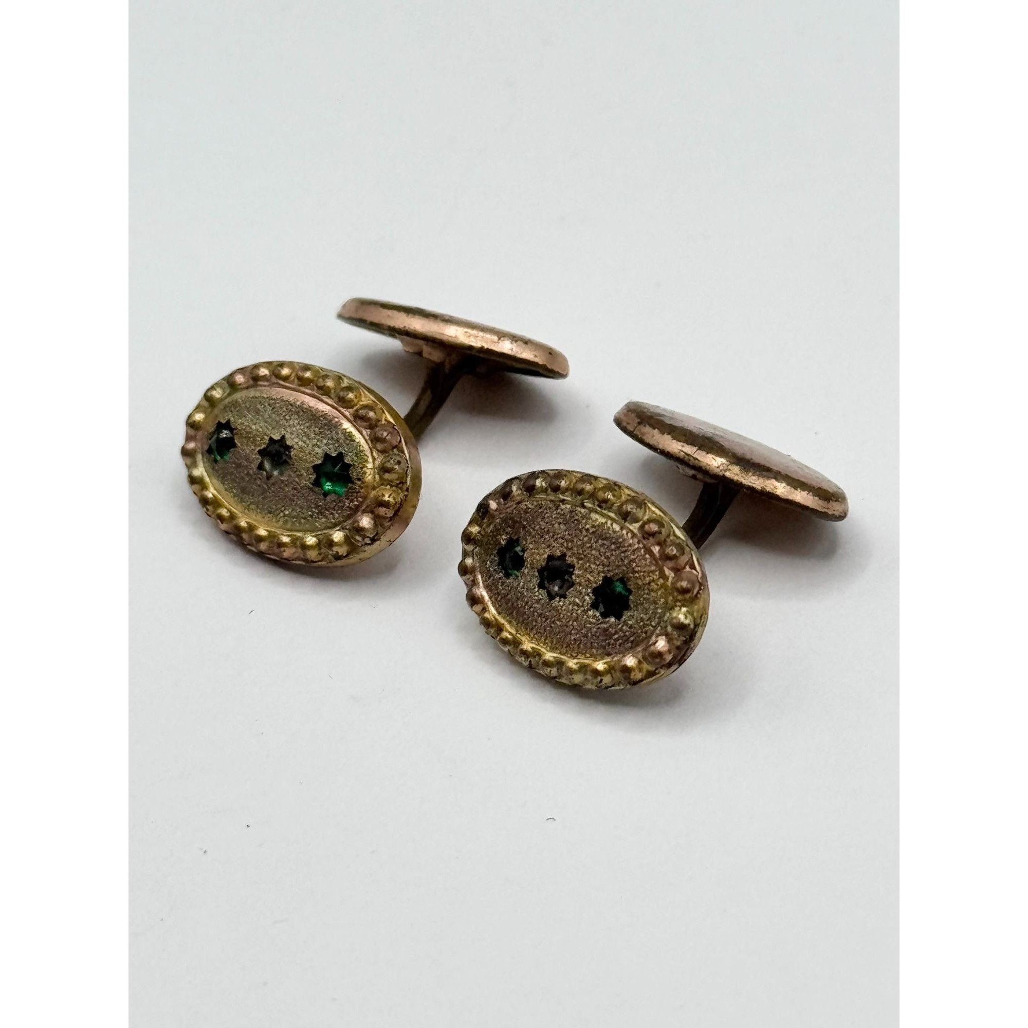 Other Antique Victorian Gold Filled Top Star Green Stone Cuff Link Size ONE SIZE - 3 Thumbnail
