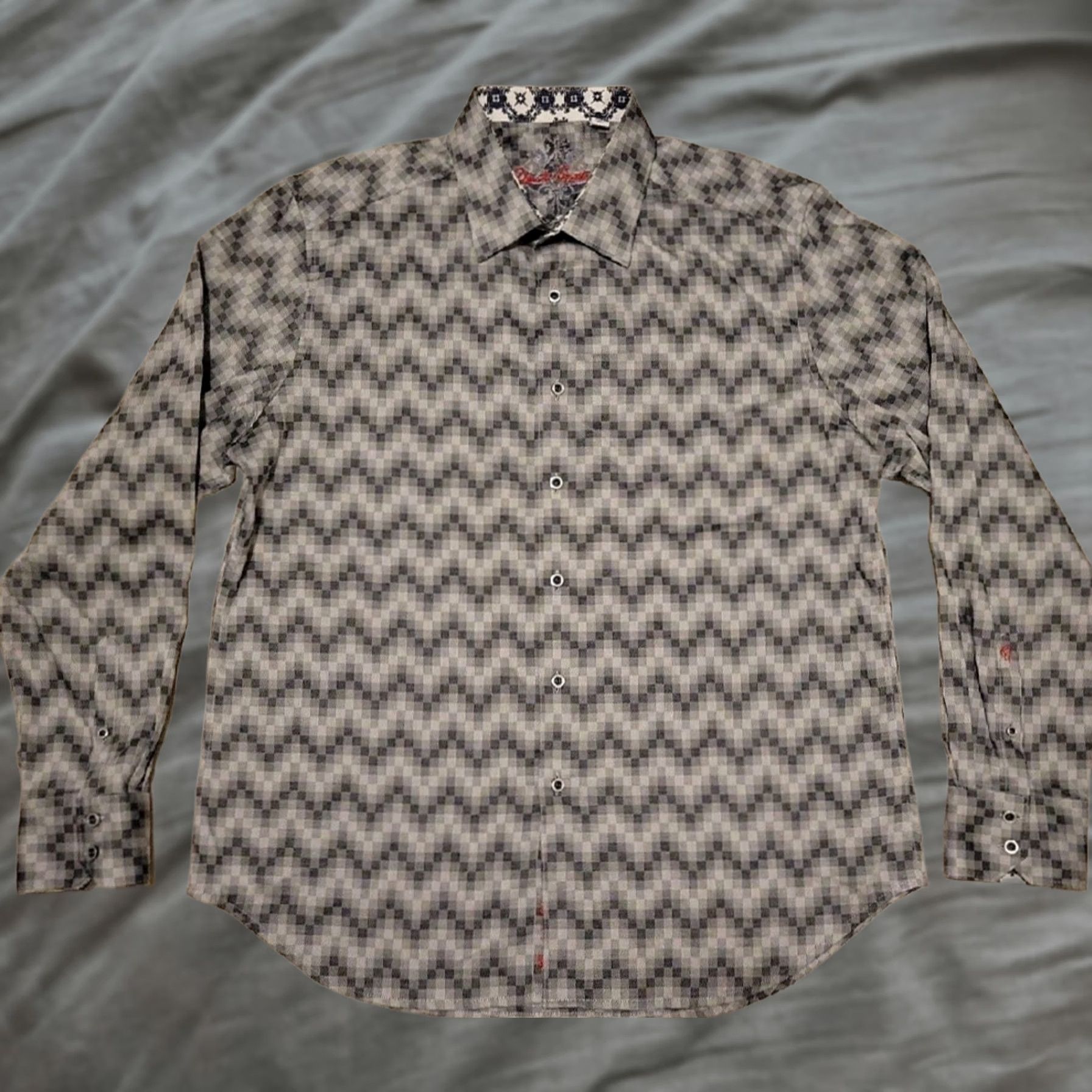 Robert Graham Robert Graham Geometric Pattern Flip Cuff Cotton Casual Dress Shirt Mens XL Size US XL / EU 56 / 4 - 1 Thumbnail