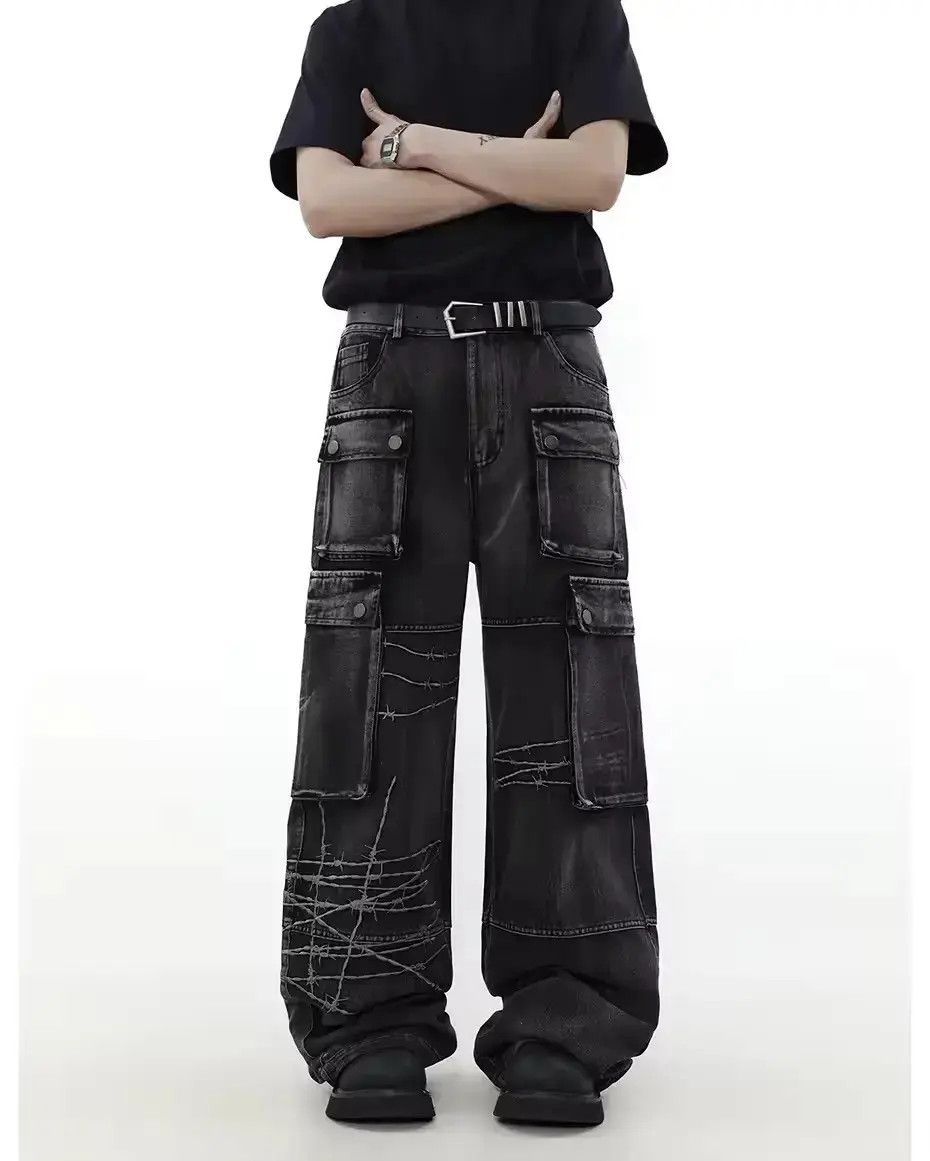 Japanese Brand Y2K Vintage Streetwear Distressed Baggy Cargo Jeans Size US 32 / EU 48 - 5 Thumbnail