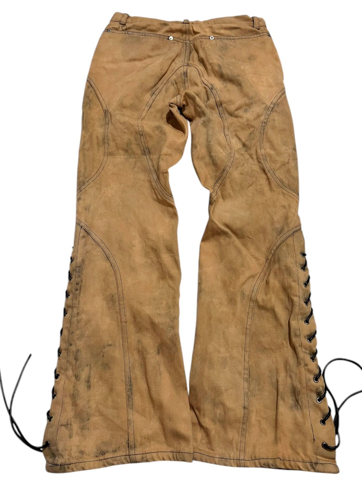 If Six Was Nine × Japanese Brand × Le Grande Bleu (L.G.B.) Grosso japanese distressed laces up flared denim pants Size US 28 / EU 44 - 2 Thumbnail