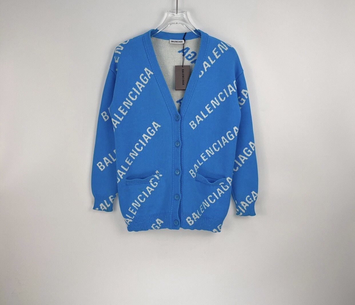 Balenciaga Balenciaga sky blue full classic logo knitted cardigan shirt Size US XS / EU 42 / 0 - 3 Thumbnail