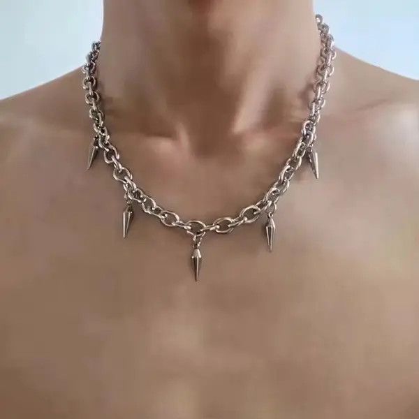 Jewelry Spiked Chain Link Necklace Size ONE SIZE - 5 Thumbnail
