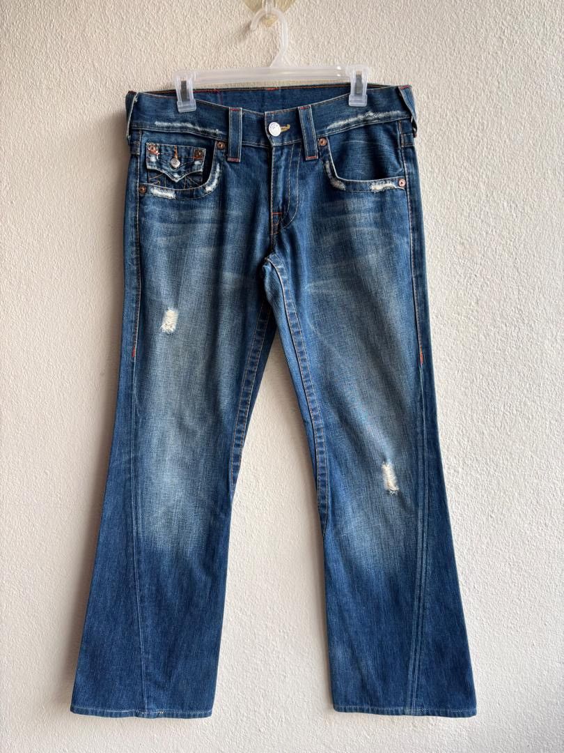 True Religion Vintage 2000s True Religion JOEY Distress Denim Flare Jeans Size US 30 / EU 46 - 2 Thumbnail