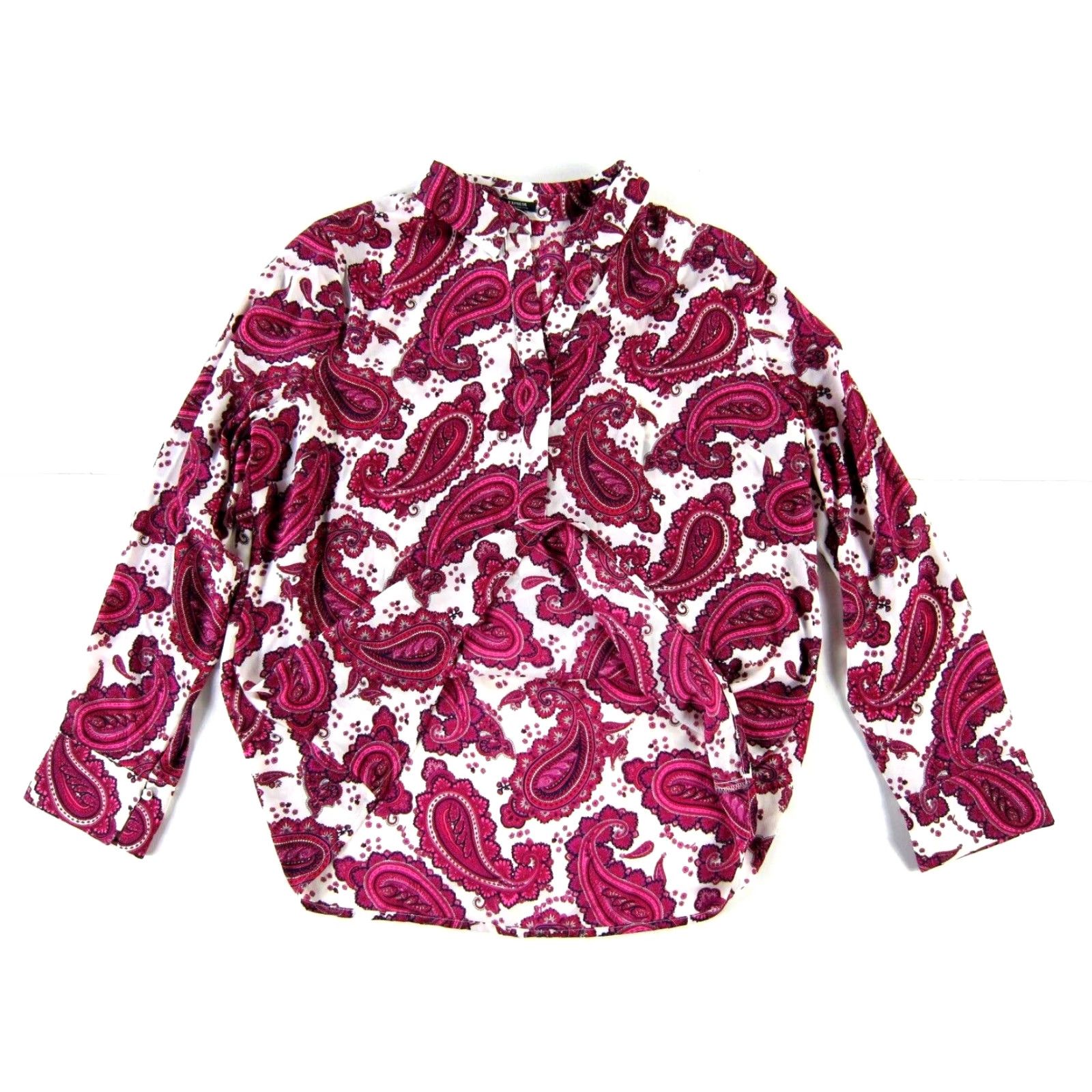 Express NWT EXPRESS Pink White Black Paisley Floral V-Neck Collar Long Sleeve Blouse L Size L / US 10 / IT 46 - 5 Thumbnail