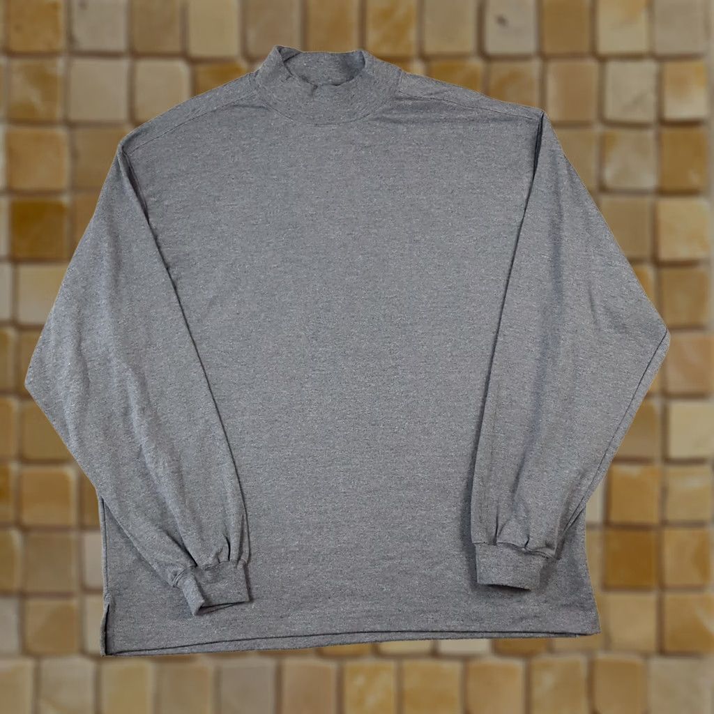 Vintage VINTAGE Glen Echo Gray Long Sleeve Mock Neck Men's Size L Dress Shirt T Shirt Heather Size 42R - 1 Thumbnail