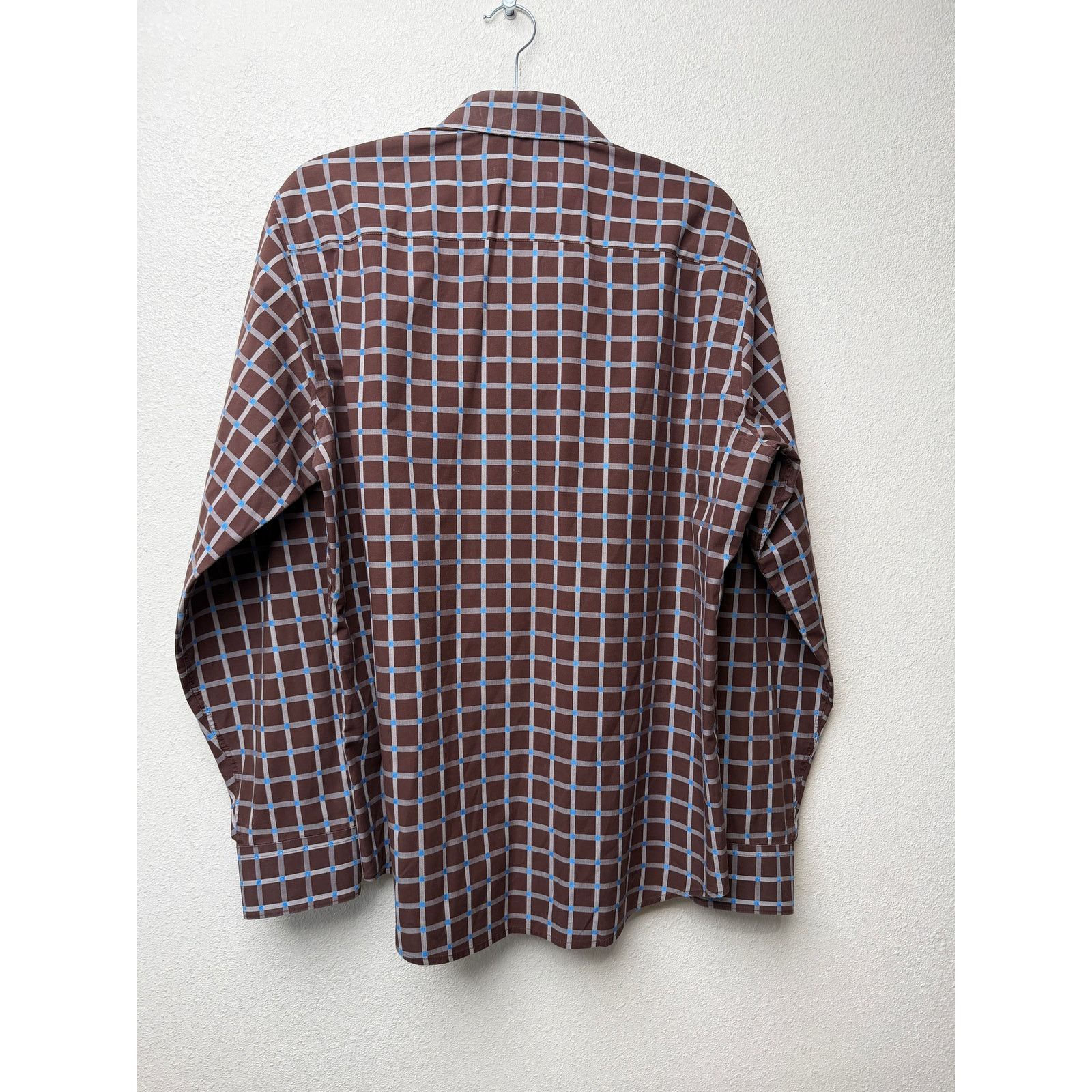 BUGATCHI Bugatchi Plaid Button Front Long Sleeve Shirt L Blue Brown Size US L / EU 52-54 / 3 - 3 Thumbnail