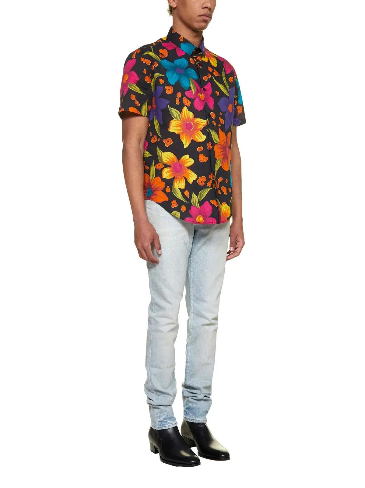 Saint Laurent Paris o1s1wg111224 Floral Cotton Collar Shirt in Multicolor Size US XS / EU 42 / 0 - 5 Thumbnail