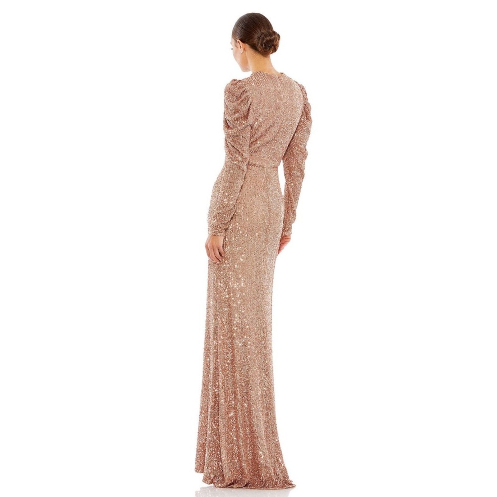 Designer Mac Duggal SEQUINED HIGH NECK PUFF LONG SLEEVE COLUMN GOWN 8 Size M / US 6-8 / IT 42-44 - 5 Thumbnail
