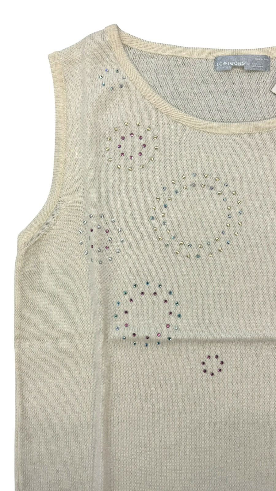 Iceberg NWT Iceberg Ice Jeans Embellished Knit Tank Top Cream Size S Size S / US 4 / IT 40 - 3 Thumbnail