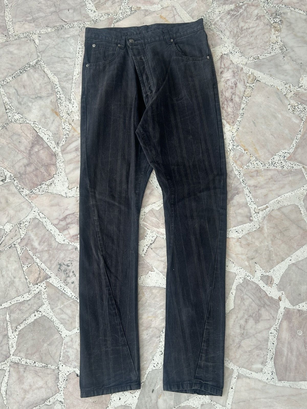 Vivienne Westwood Crazy Punk Vivienne Westwood Assymmetry Black Stripe Denim Size US 31 - 1 Thumbnail