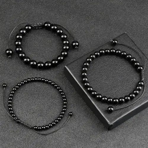 Japanese Brand Beaded Bracelet Handmade Natural Stone Shiny Black Size ONE SIZE - 1 Thumbnail