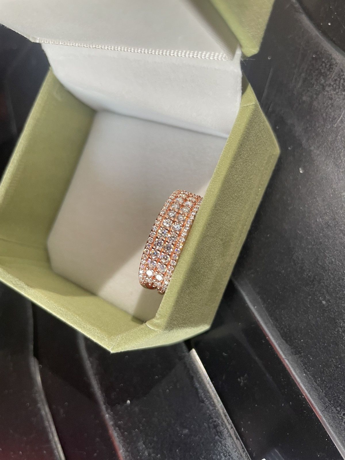 Other UK 925 silver double row moissanite ring rose Size ONE SIZE - 9 Thumbnail