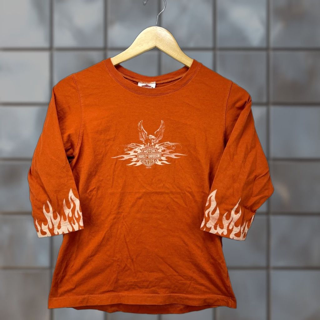 Harley Davidson VINTAGE Harley-Davidson Flames T-Shirt Womens M Orange 90s Size M / US 6-8 / IT 42-44 - 1 Thumbnail