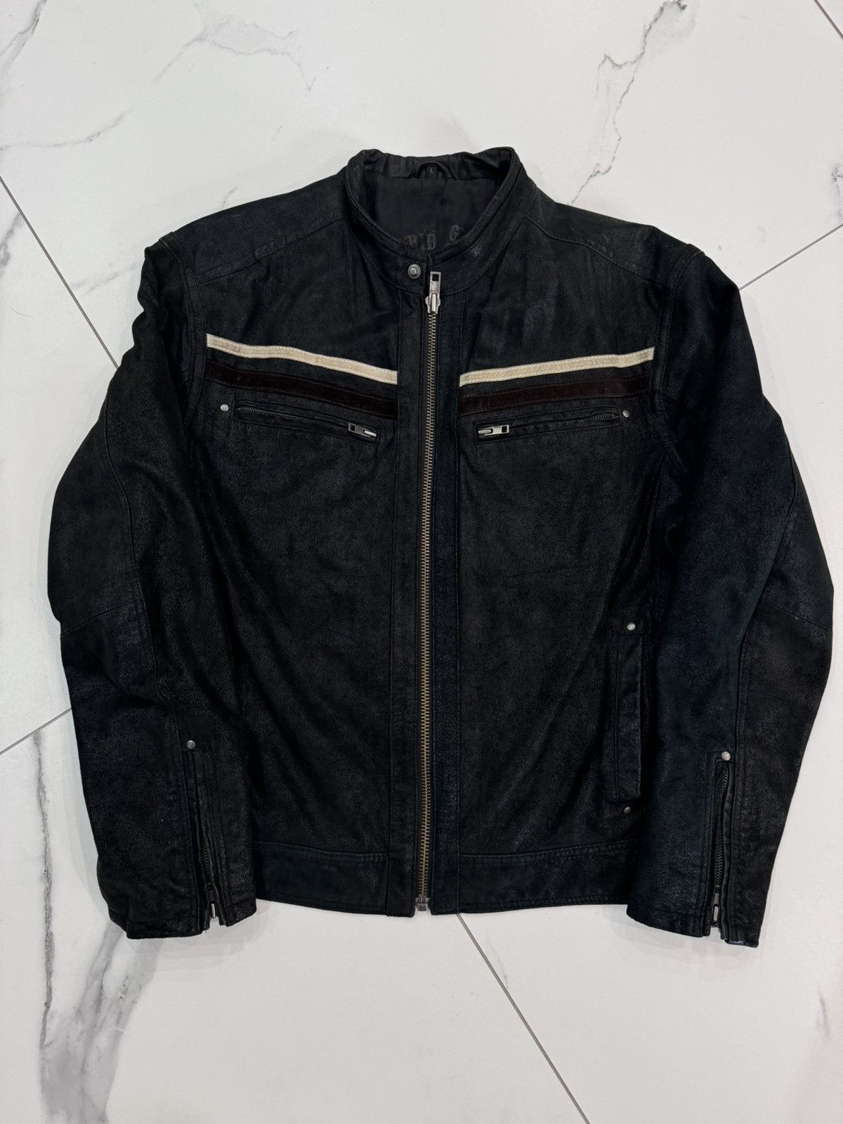 Vintage Vintage Rare Stripes Racing Moto Leather Jacket Size US L / EU 52-54 / 3 - 1 Thumbnail