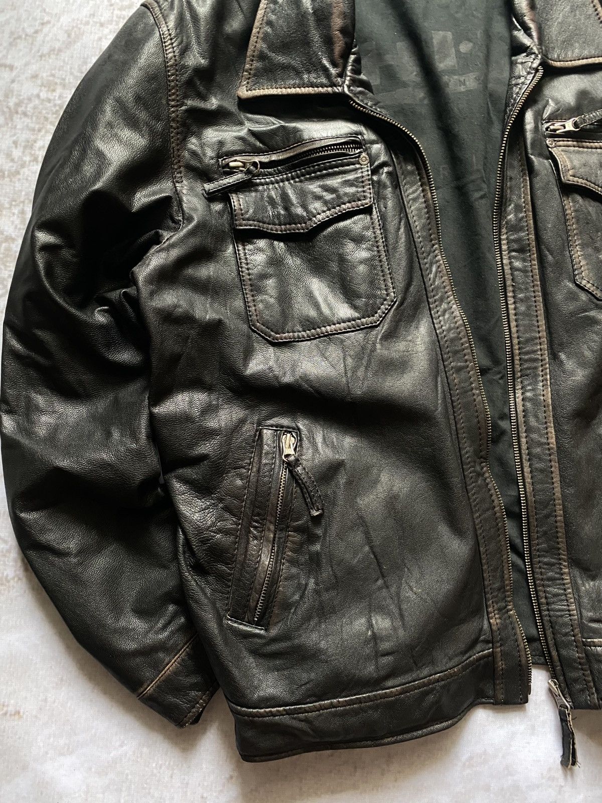 Genuine Leather Vintage Faded Leather Bomber Jacket Moto Y2K Schott Style XL Size US XL / EU 56 / 4 - 3 Thumbnail