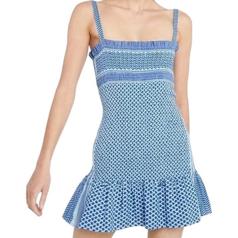 Cecilie Copenhagen Judith Fluted Shirred Jacquard Dress S