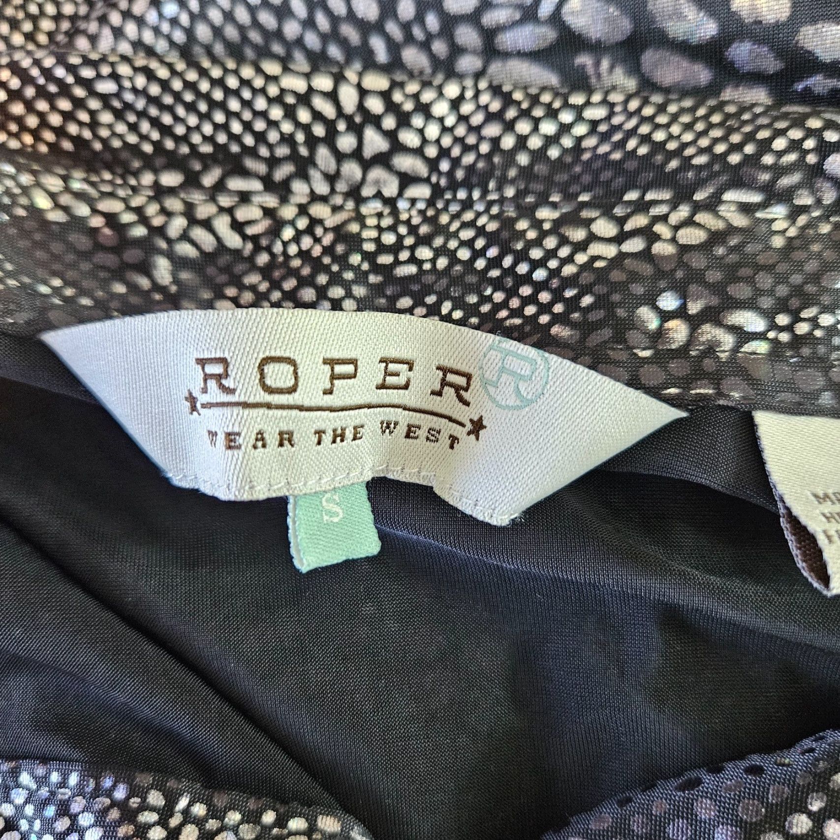 Roper Roper Womens Button-Up Top Sz Small Black Long Sleeve Snap Collared Vintage No 25" Sleeves 28" Length Size S / US 4 / IT 40 - 5 Thumbnail