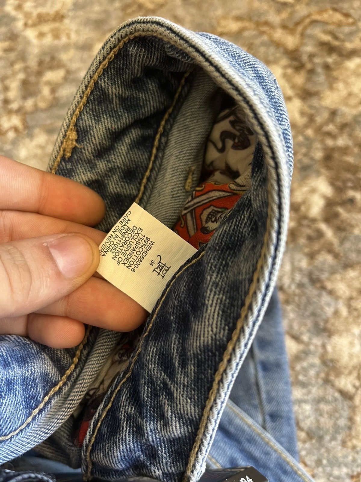 Ed Hardy GRAPHIC BUTTERFLY SKULL LOW RISE BOOTCUT JEANS 34x32 Size 34" / US 12 / IT 48 - 5 Thumbnail