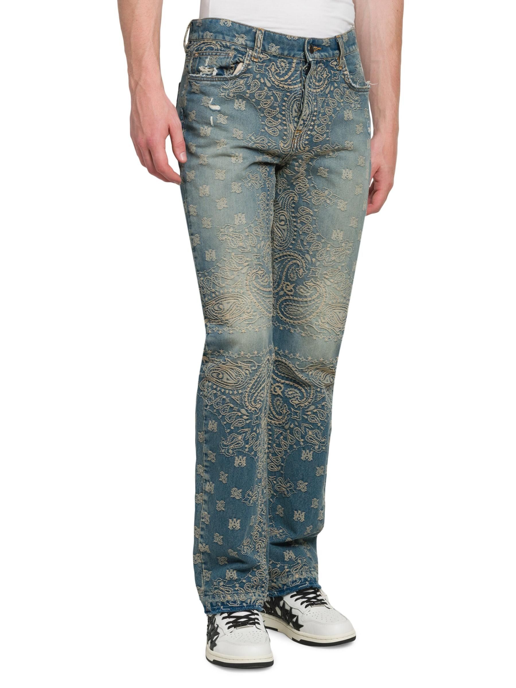 Amiri os11x0625 Bandana Jacquard Straight-Leg Jeans Crafted Indigo Size US 32 / EU 48 - 3 Thumbnail