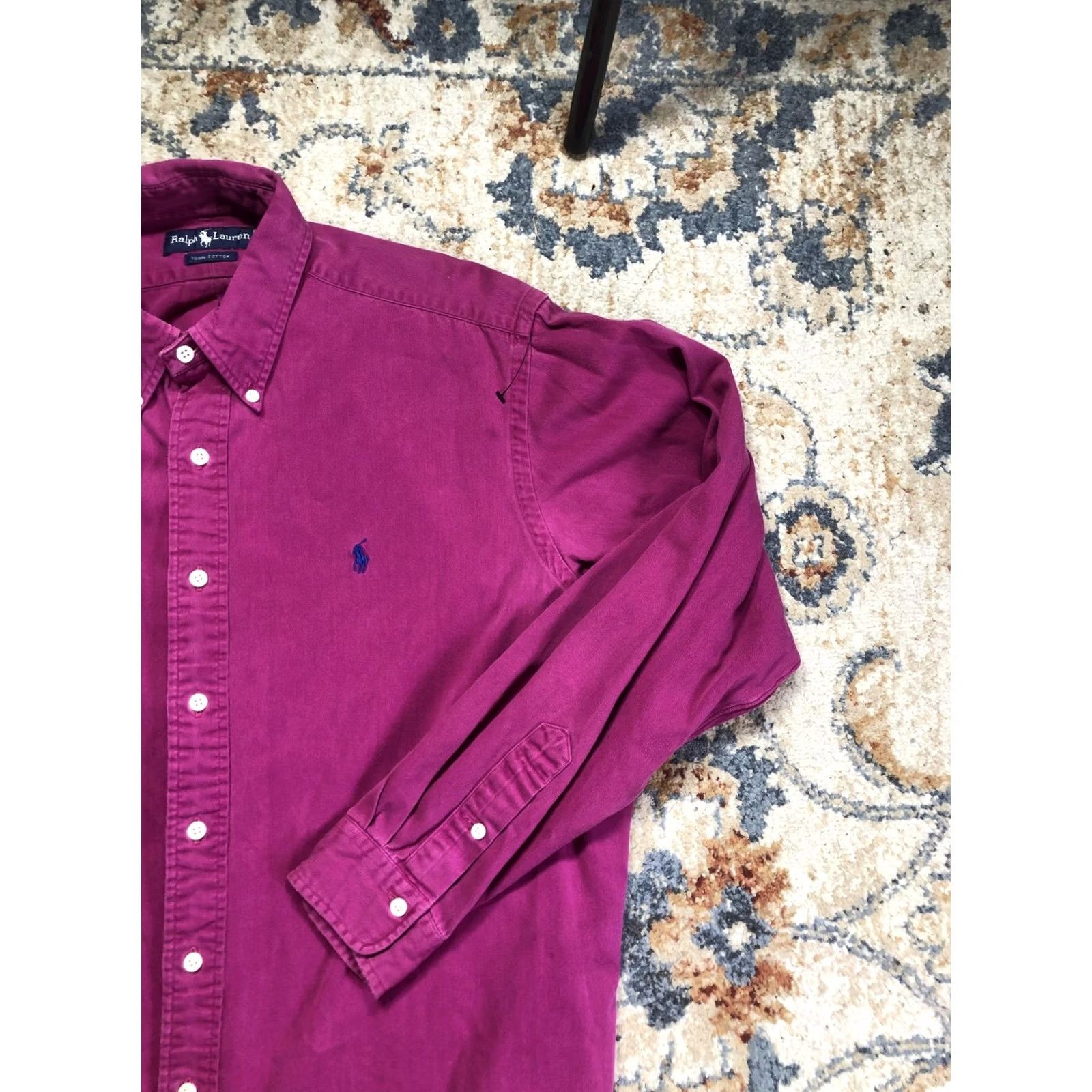 Ralph Lauren Ralph Lauren Shirt Mens Large Purple Solid Twill Long Sleeve Button Down Pony Size US L / EU 52-54 / 3 - 4 Thumbnail