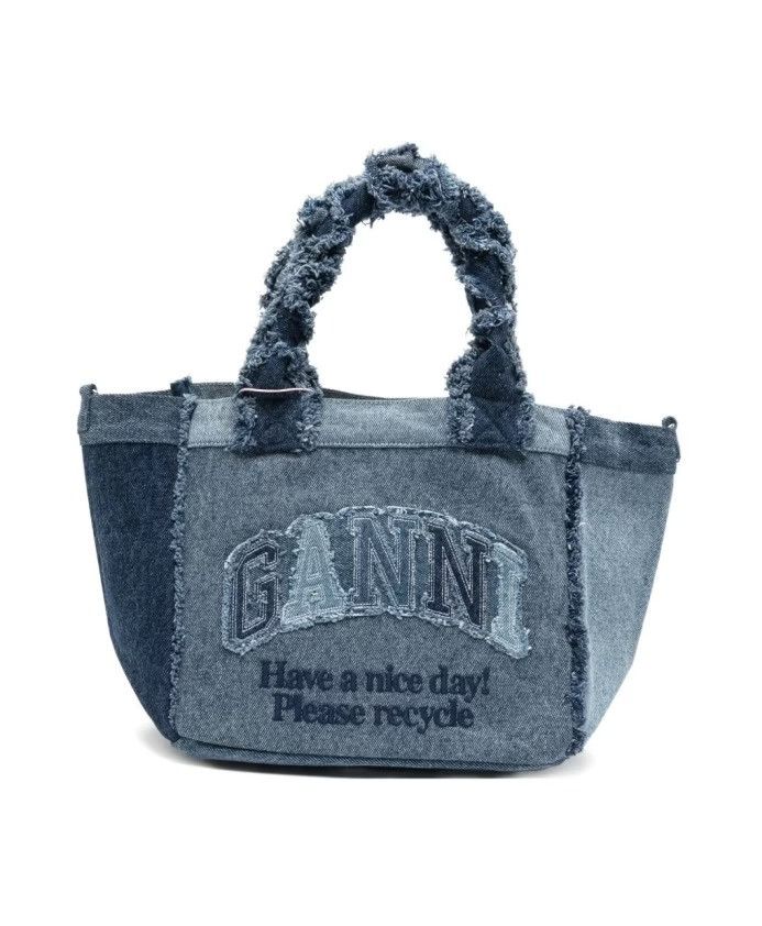 Ganni os11x0526 Size: OS / Trapeze Denim Shopper Bag in Blue Size ONE SIZE - 1 Thumbnail