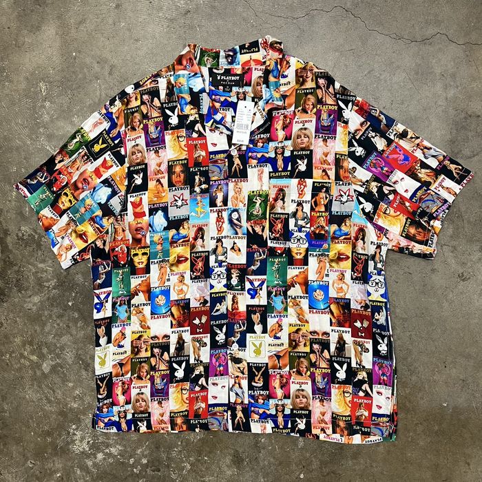 Supreme Playboy Cover Model Collage Button Up T Shirt XXX Sex
