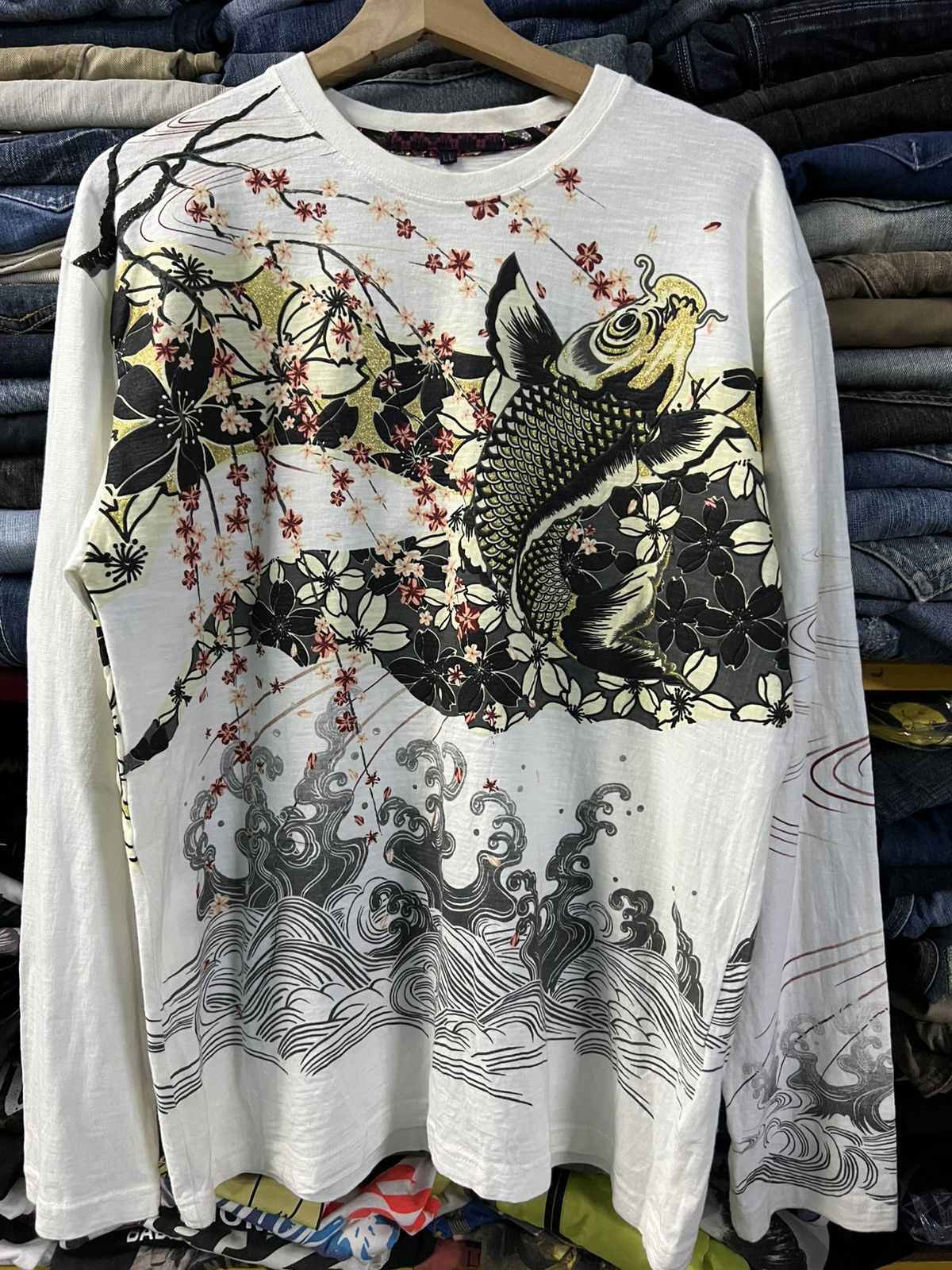 If Six Was Nine × Japanese Brand VINTAGE SUKAJAN KOI FISH LONG SLEEVE Size US M / EU 48-50 / 2 - 1 Thumbnail