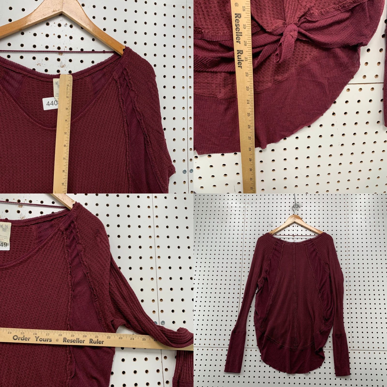 Free People Free People Rib Trim Thermal Top Women Small Burgundy Casual V-Neck Long Sleeve Red Size S / US 4 / IT 40 - 8 Thumbnail