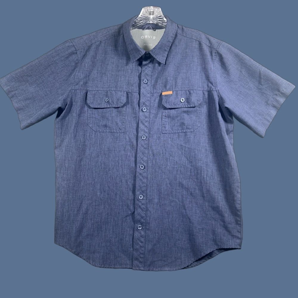 Orvis Orvis Button-Up Shirt Mens L Blue Outdoors Fishing Short Sleeve Hiking Regular Fit Pattern: Solid, Collared, Pocket, All Seasons, Travel, Casual Size US L / EU 52-54 / 3 - 1 Thumbnail