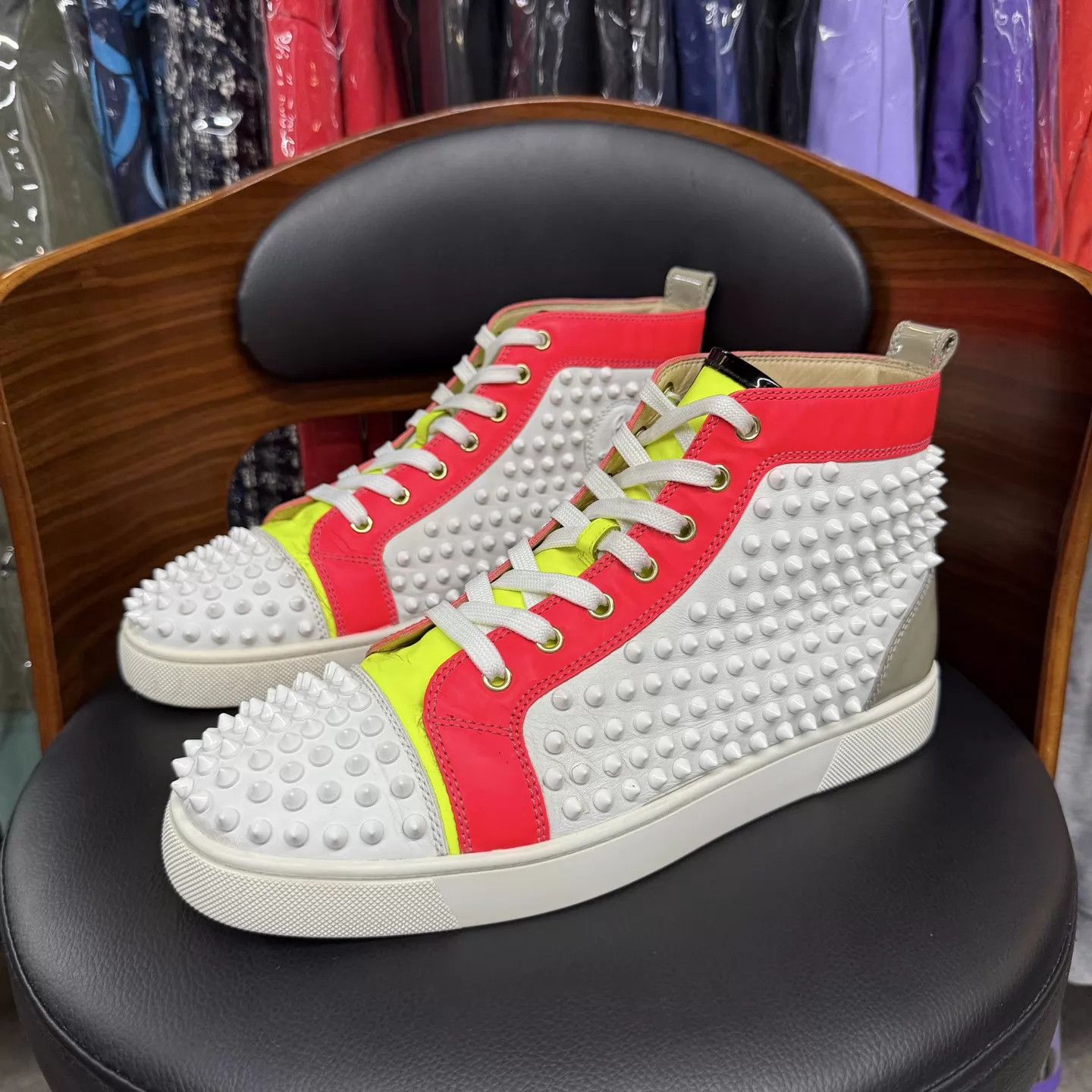 Christian Louboutin CL High-Top Candy Red Platform Sneaker 43 GUC Size US 10 / EU 43 - 1 Thumbnail