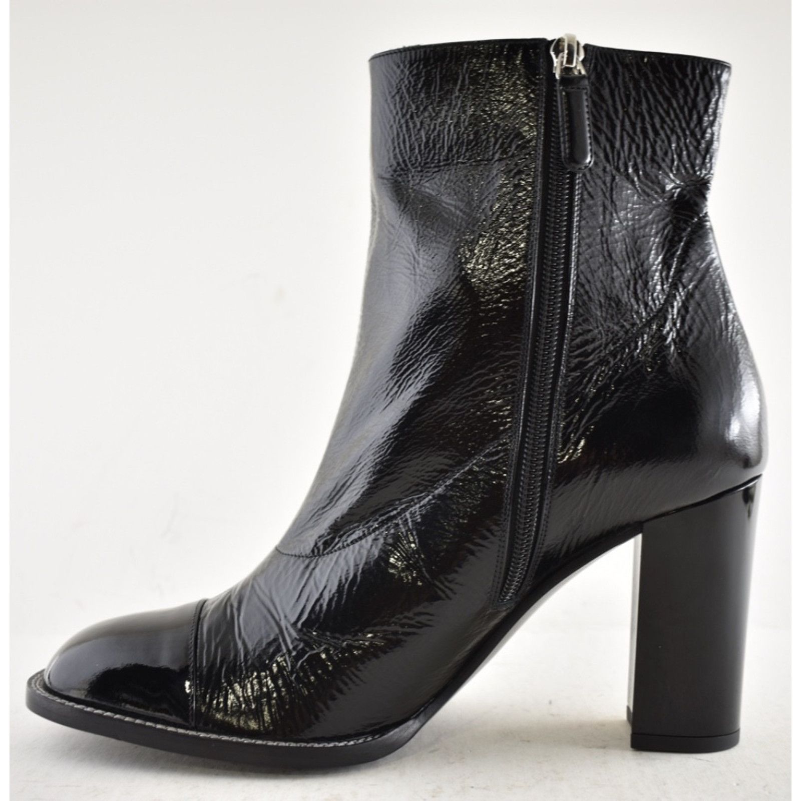 Chanel Chanel 24B Black Patent CC Logo Ankle Block Heel Bootie 42 Size US 11 / IT 41 - 13 Thumbnail