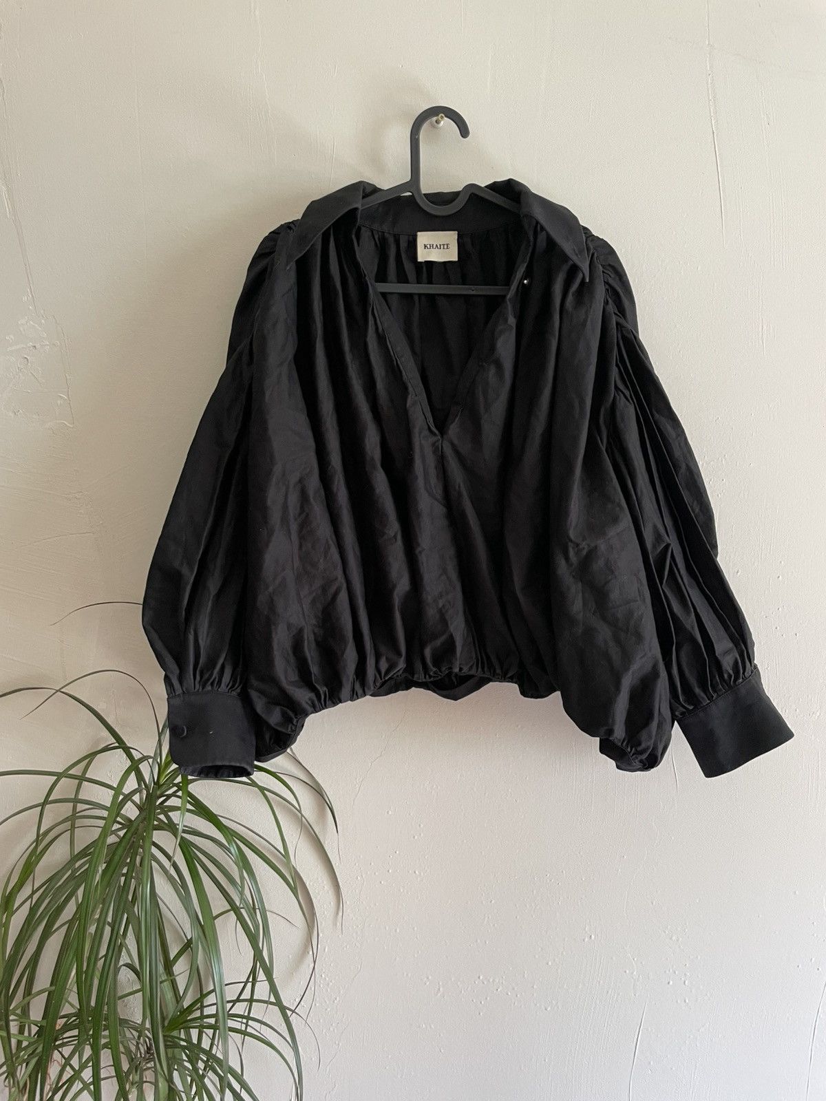 KHAITE Khaite Malone Plisse Cocoon Cotton Shirt Blouse Black XS Size XS / US 0-2 / IT 36-38 - 1 Thumbnail