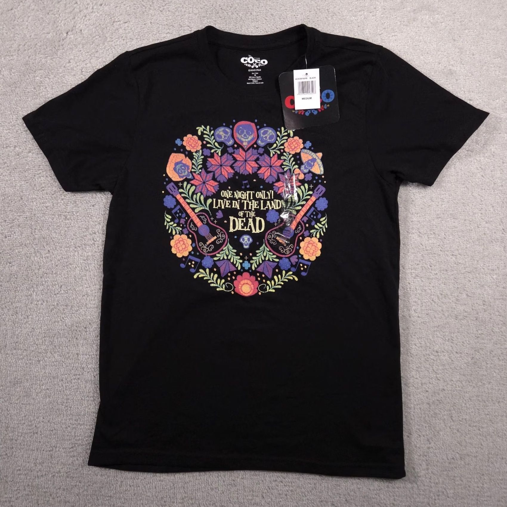 Disney Disney Pixar COCO Shirt Adult Medium Black Live in the Land of the Dead Movie Shirt Size US M / EU 48-50 / 2 - 2 Thumbnail
