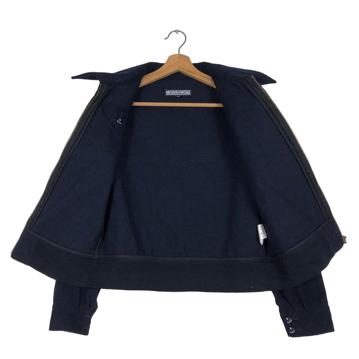 45rpm 🔥Cropped Biker Jacket Wool Indigo Modern Work Japan Made Size US XS / EU 42 / 0 - 13 Thumbnail