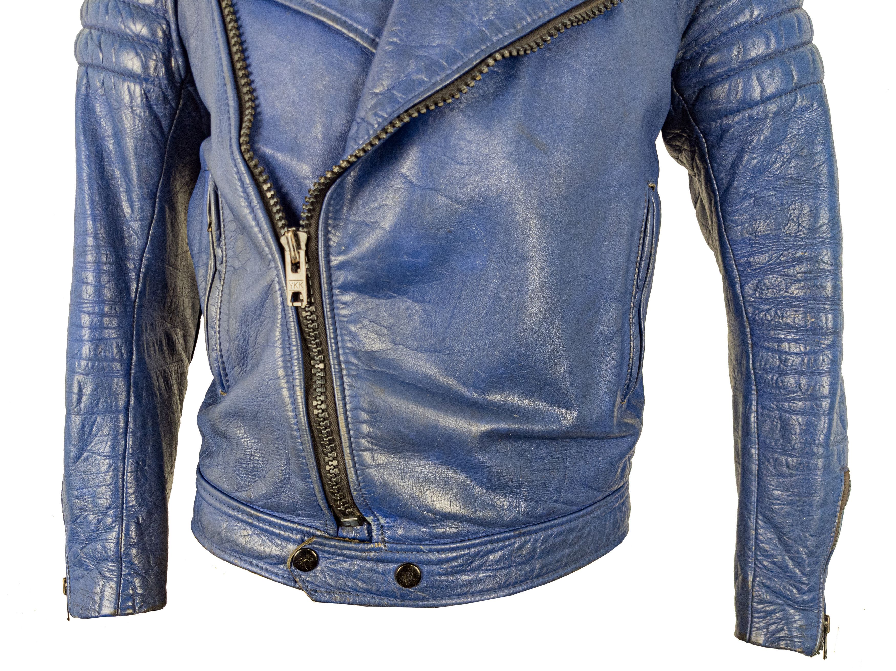Vintage Vintage 70s Kershaw Blue Leather Motorcycle Biker Jacket Size US XS / EU 42 / 0 - 12 Thumbnail