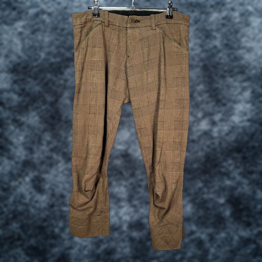 Christopher Nemeth Christopher Nemeth Large Houndstooth Wool Cropped Pants Mens Pants Brown 24in Inseam Cropped Front Flat Front Vintage 90s/Nemeth Cropped Pants Mens Size US 33 - 1 Thumbnail