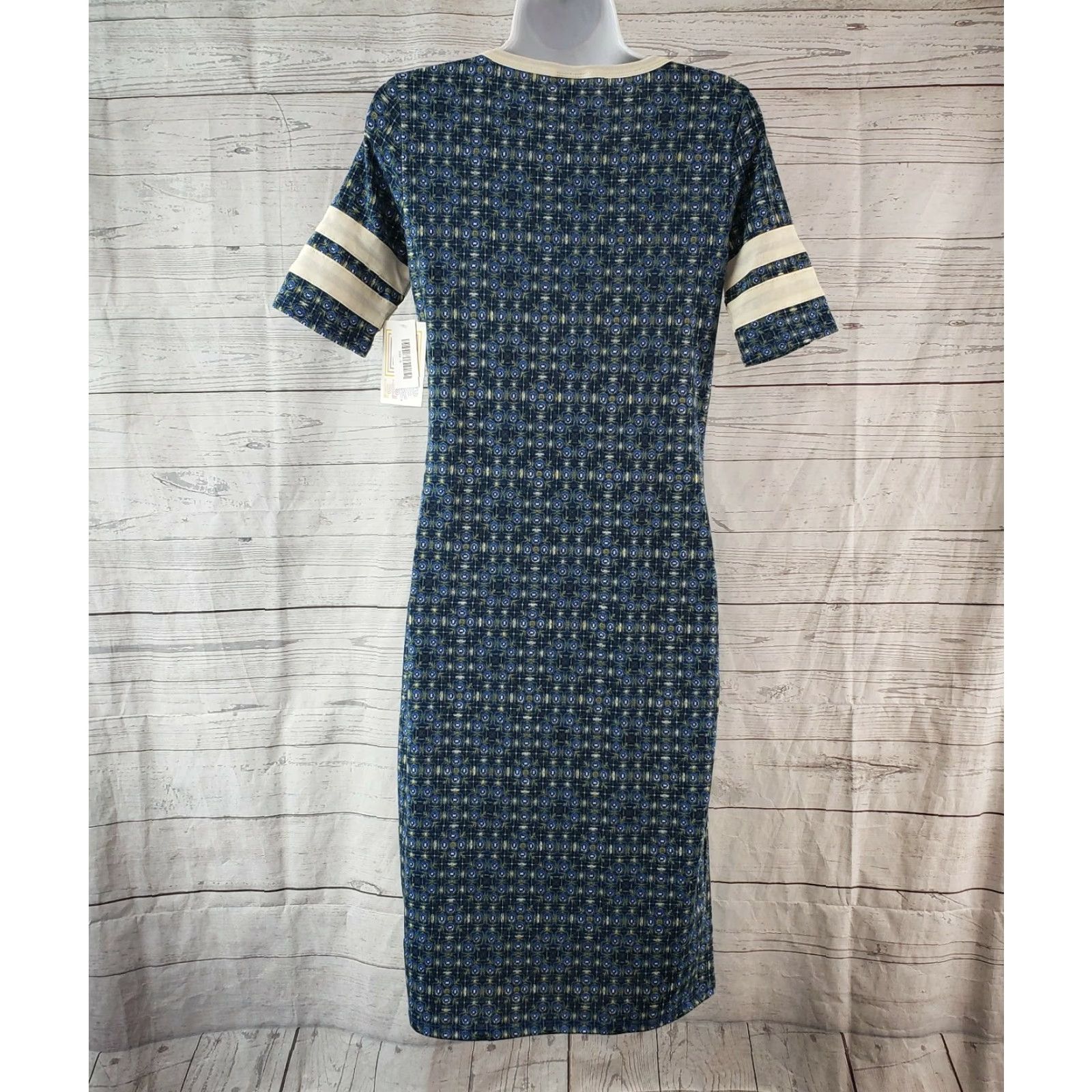 Vintage LuLaRoe Womens Julia Dress Sz S Short Sleeve Green Blue Patterned Knee Length Sheath Pullover Casual Vintage No N/A Size 28" / US 6 / IT 42 - 5 Thumbnail