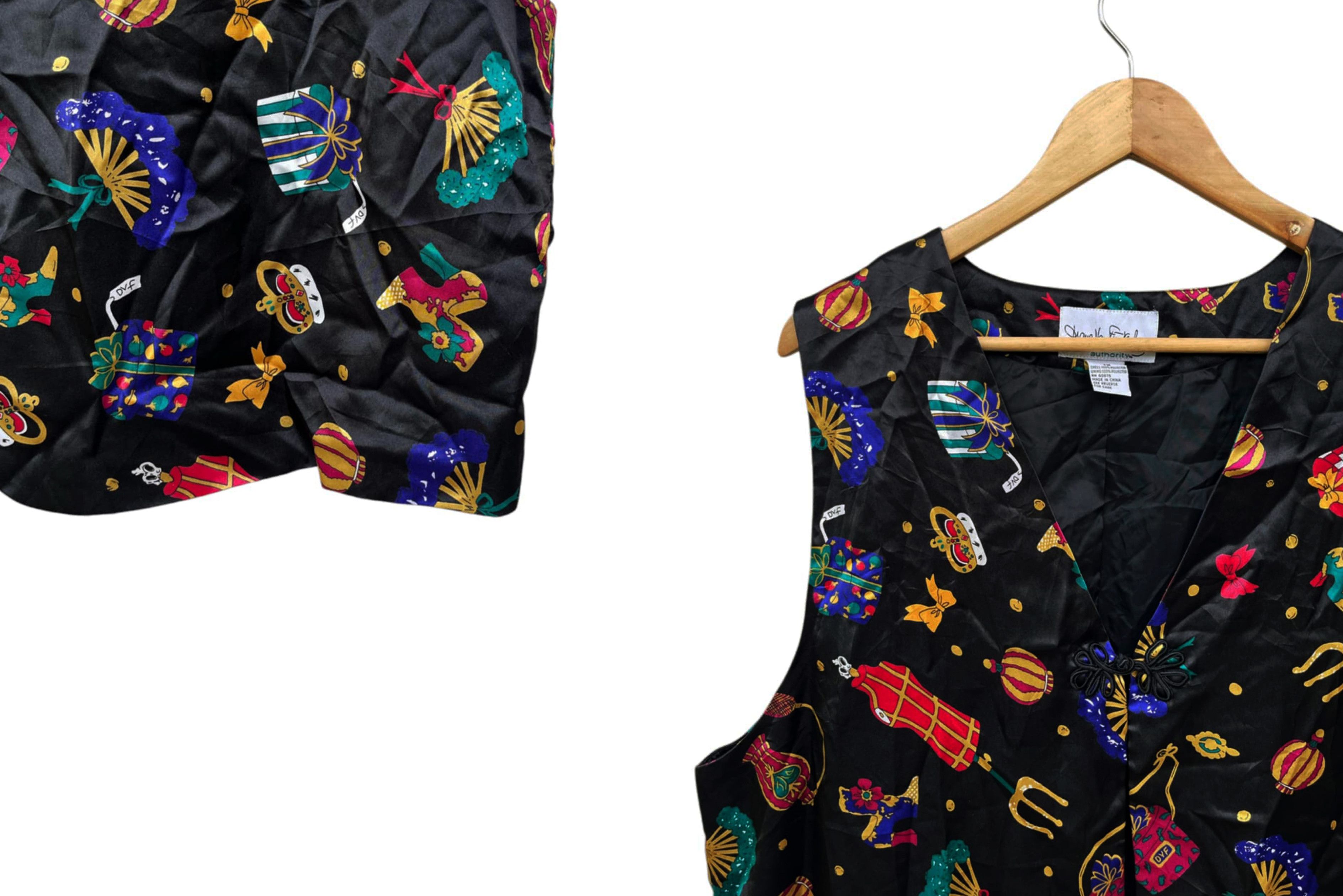 Diane von Furstenberg 80s DVF Diane Von Furstenberg Vest Silky Shirt, Size 1X Size XXL / US 16-18 / IT 52-54 - 7 Thumbnail