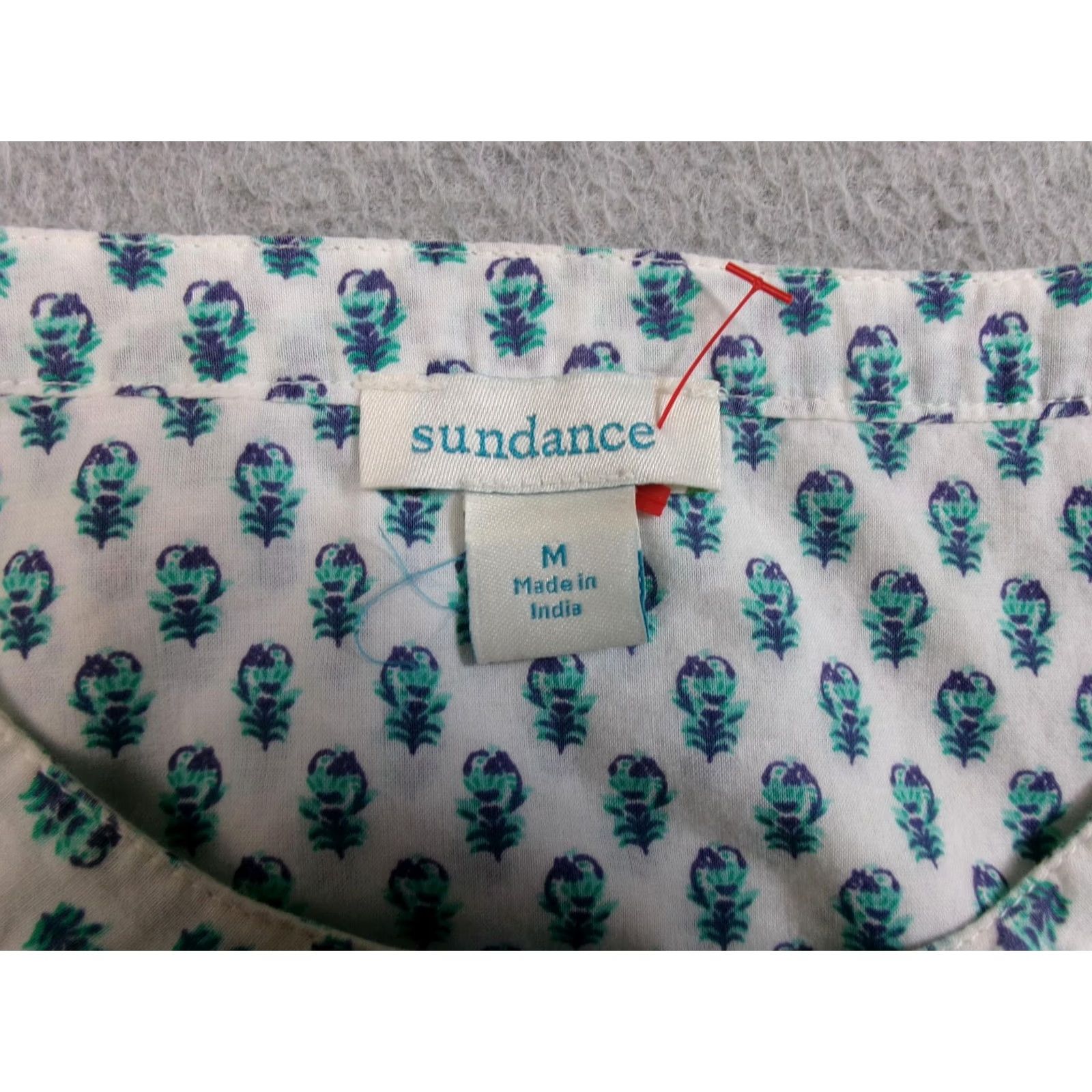 Vintage Sundance Shirt Women M Blue Floral Button Ruffle Tunic Boho Patchwork Coast Relaxed Cotton Blouse Long Sleeve Casual Womens Size M / US 6-8 / IT 42-44 - 3 Thumbnail