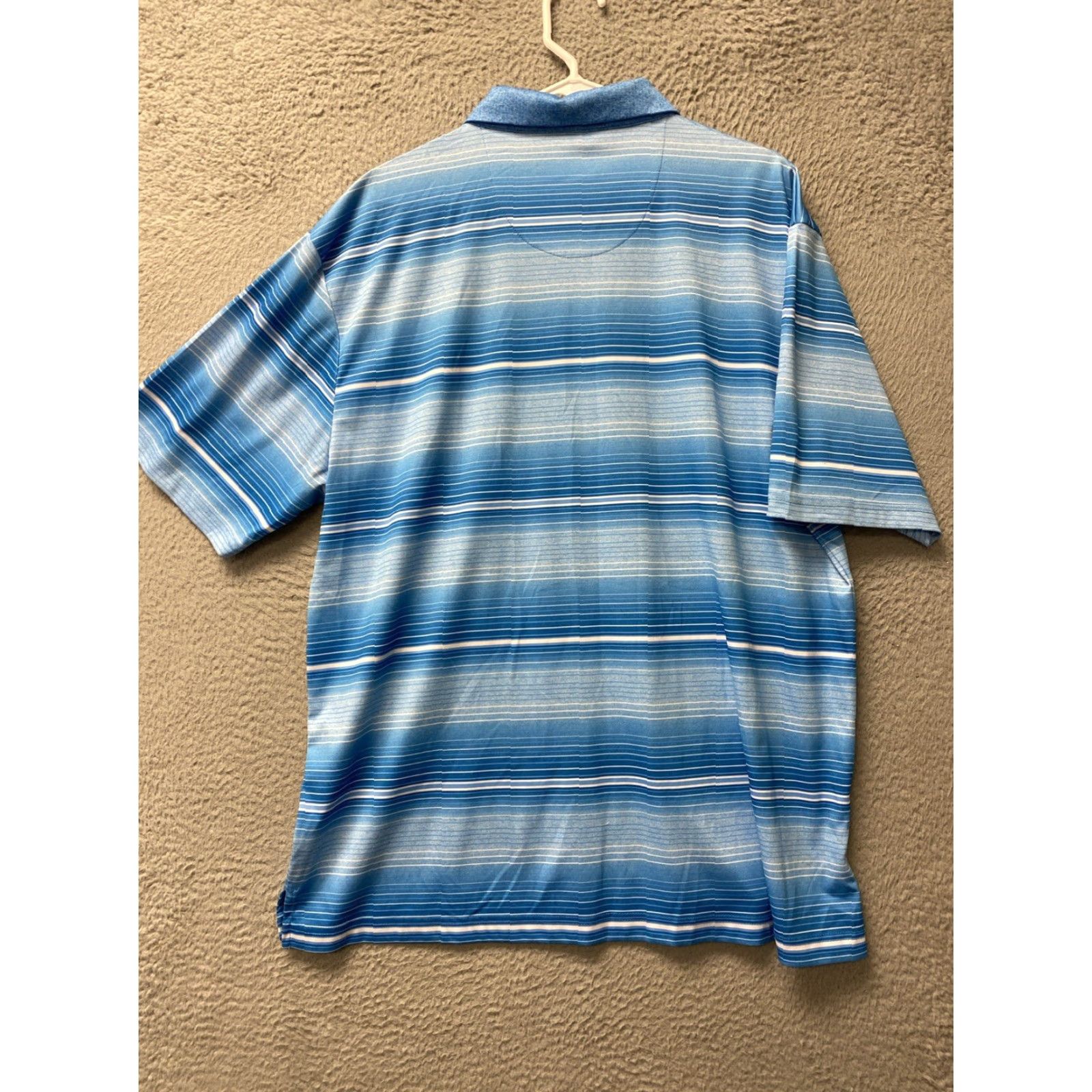 PGA Tour PGA Tour Polo Shirt Mens Blue Stripe 2XL Short Sleeve Pullover Polyester Size US XXL / EU 58 / 5 - 7 Thumbnail
