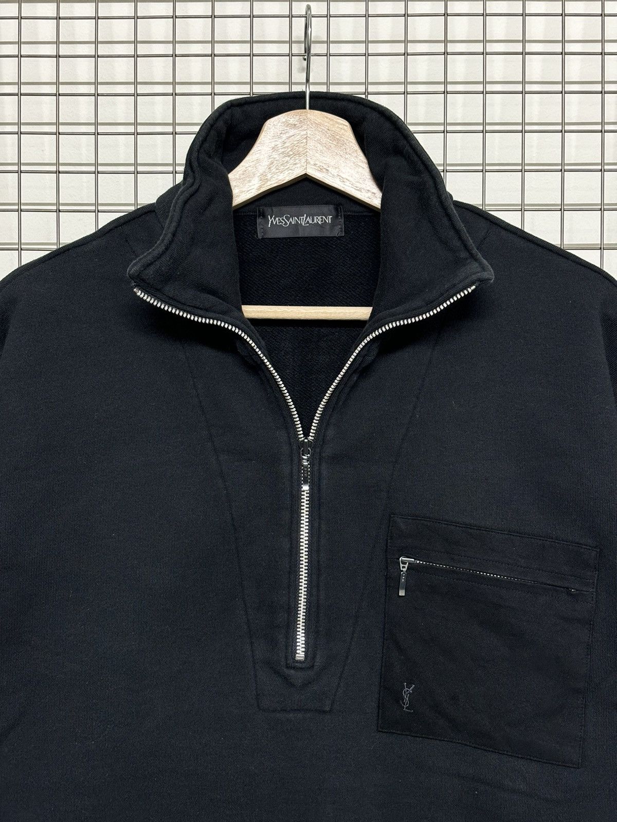 Vintage × Yves Saint Laurent Yves Saint Lauren Half Zipper Pullover Sweatshirt Size US L / EU 52-54 / 3 - 2 Thumbnail