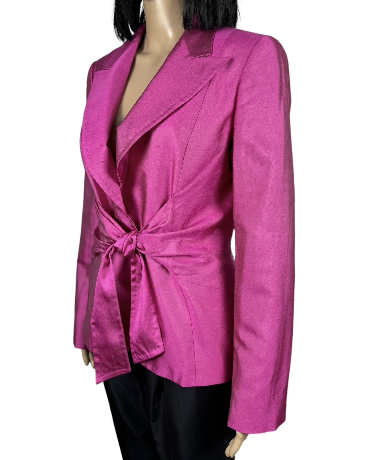 Max Mara Max Mara Pianoforte Silk-Cotton Blazer Belted size US10 IT44 Size L / US 10 / IT 46 - 7 Thumbnail