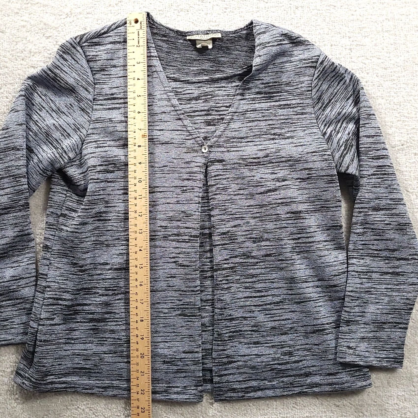 Vintage VINTAGE Notations Cardigan Womens PM Black Gray Marled One Button Petite USA Made Size M / US 6-8 / IT 42-44 - 5 Thumbnail