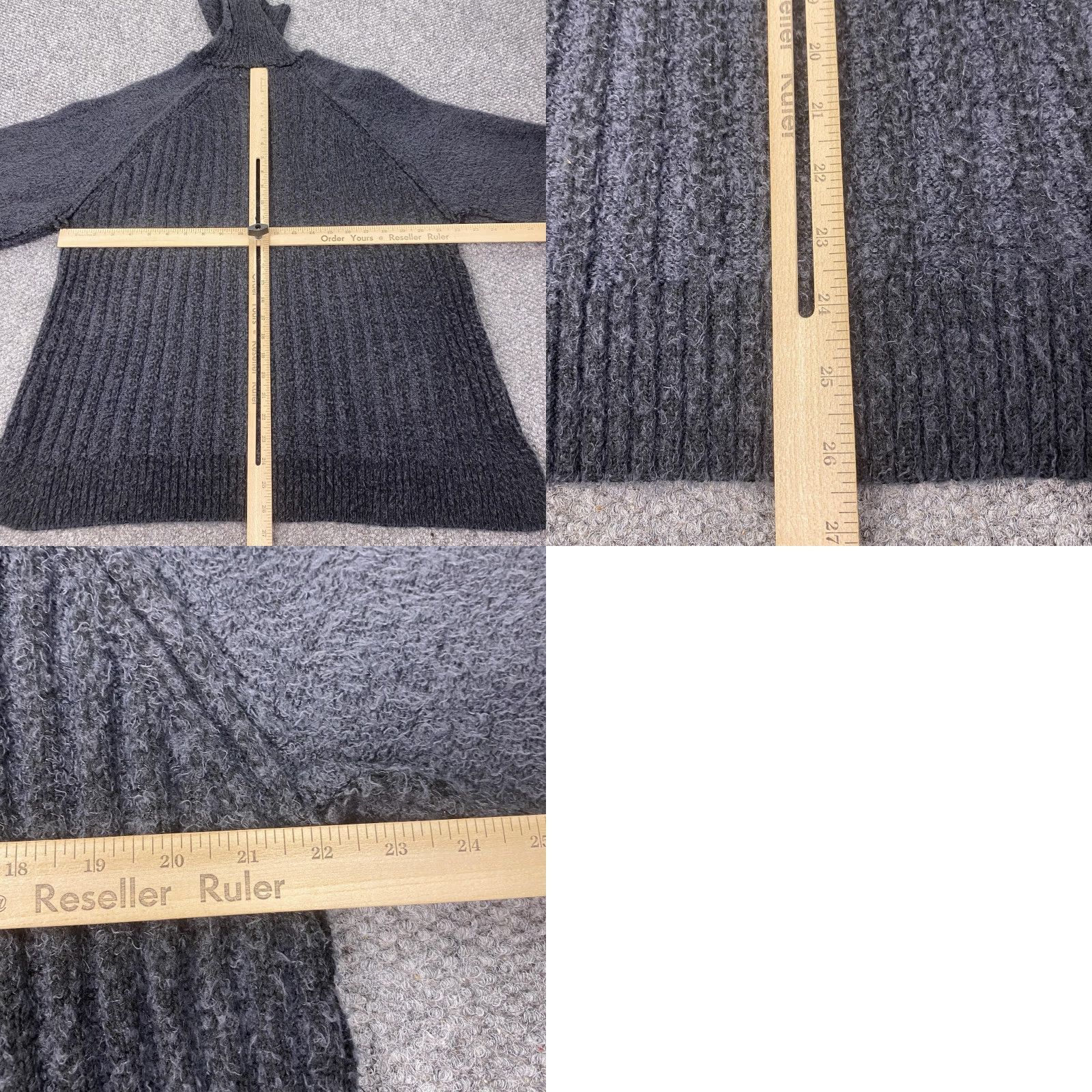 Vintage Altar'd State Sweater Womens XL Gray Turtleneck Raglan Ribbed Fuzzy Pullover Size XL / US 12-14 / IT 48-50 - 8 Thumbnail