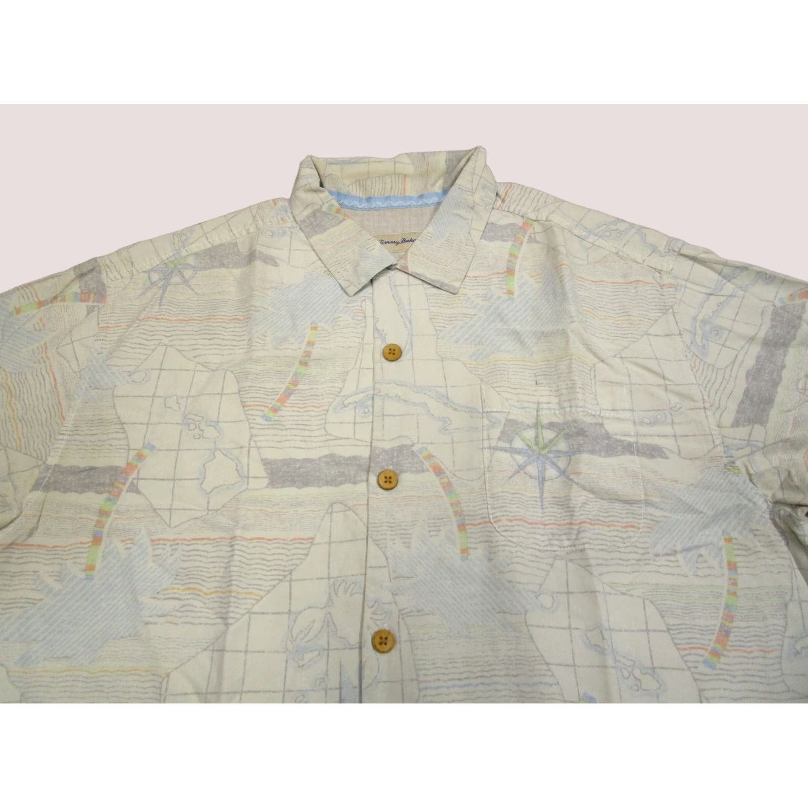 Tommy Bahama Tommy Bahama Shirt Men XL Beige Silk Short Sleeve Hawaiian Button-Up Collar Beach Crew Size US XL / EU 56 / 4 - 1 Thumbnail