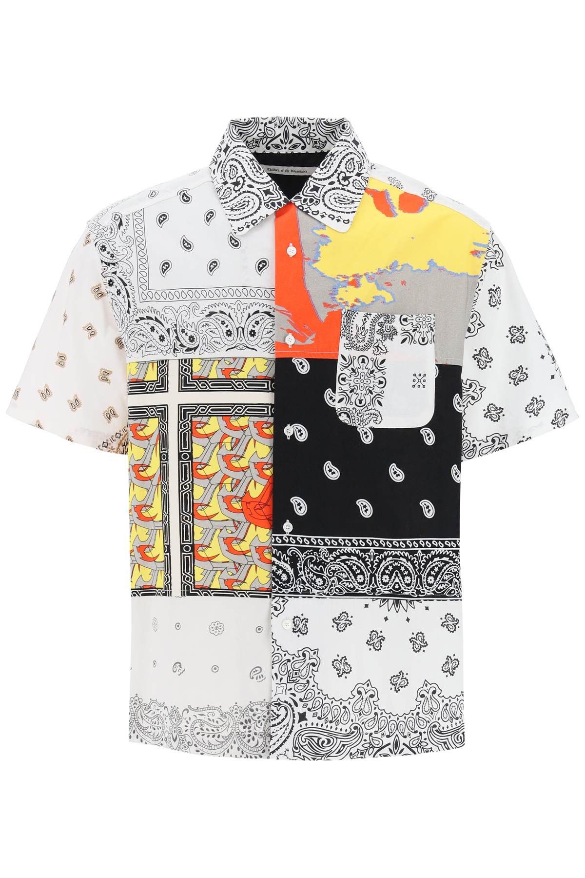 image of Children Of The Discordance Short-Sleeved Patchwork Shirt in Ecexwhite, Men's (Size Medium)