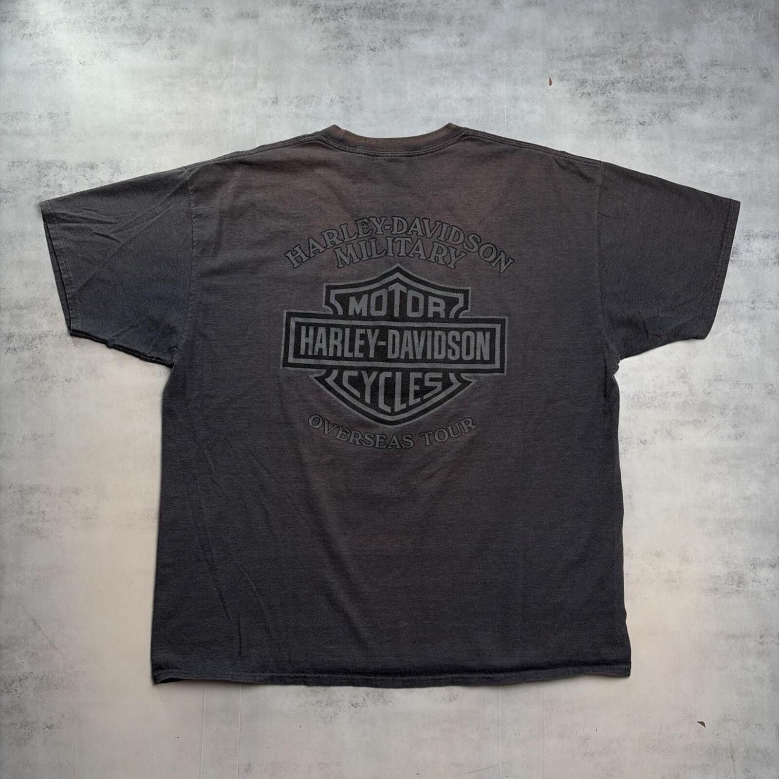 Harley Davidson Y2K Grey Harley Davidson Grunge Biker Veterans Faded T-Shirt Size US XXL / EU 58 / 5 - 2 Thumbnail